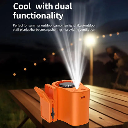 Car Fan USB Rechargeable Portable Clip-on Desk Fan LED Display 360° Rotation Quiet Powerful Airflow for Camping Travel Office