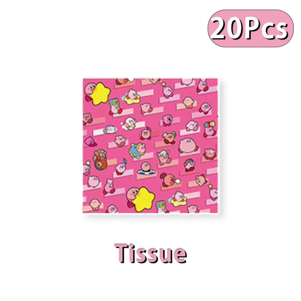 Hot kawaii Star Kirby Birthday Party cutlery plate Disposable Banner Cake Topper Hanging Flag Kirby‌ Balloon Birthday Decoration