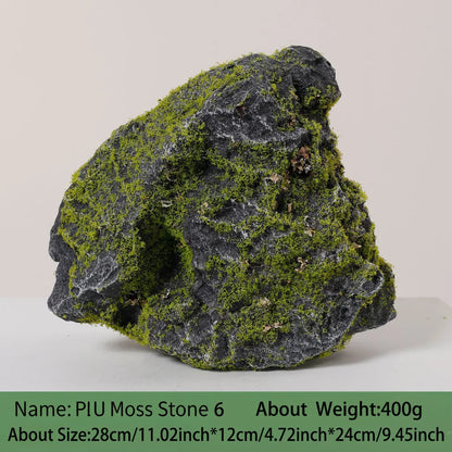 1 Piece PU Green Moss Simulation Stone Imitation Gypsum Photography Props Performance Decorations for Home Garden