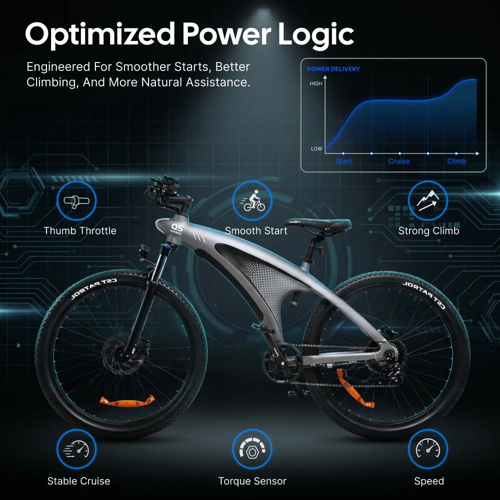 HUANCI Q5 Electric Bike for Adults Mountain Tire E Bike 48V 20Ah Battery Electric Bicycle for Commuting Long Range