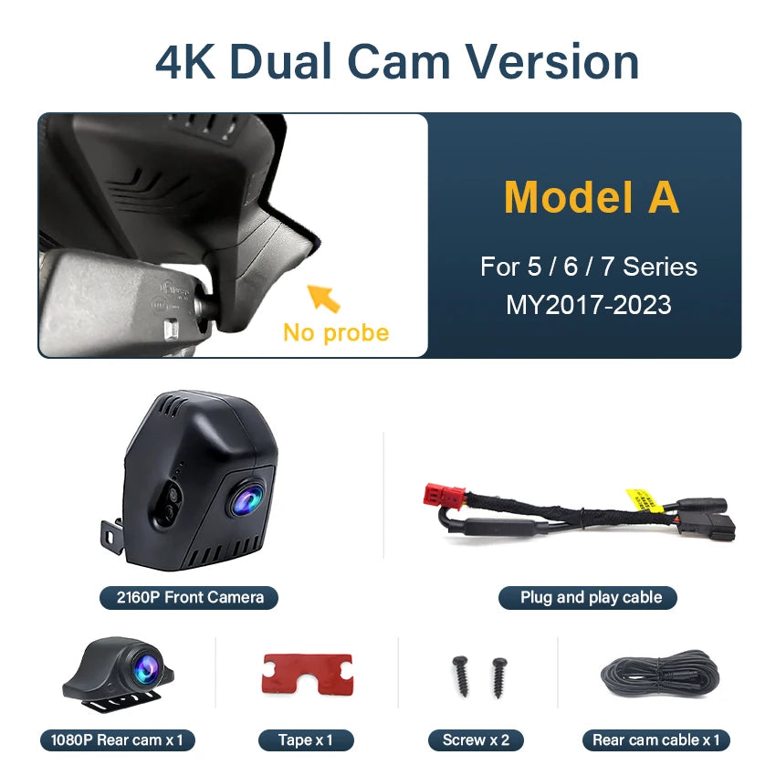 For BMW 2017-2023 G30 G31 G38 G11 G12 G32 M5 F90 5 Series 530i 540i 520i 520d 530d 540d FHD Wifi Car DVR 4K Dash Cam Camera
