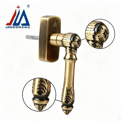 Premium Solid Brass Casement Window Handle, Vintage Bronze Lever for Aluminum Window, Replacement Hardware