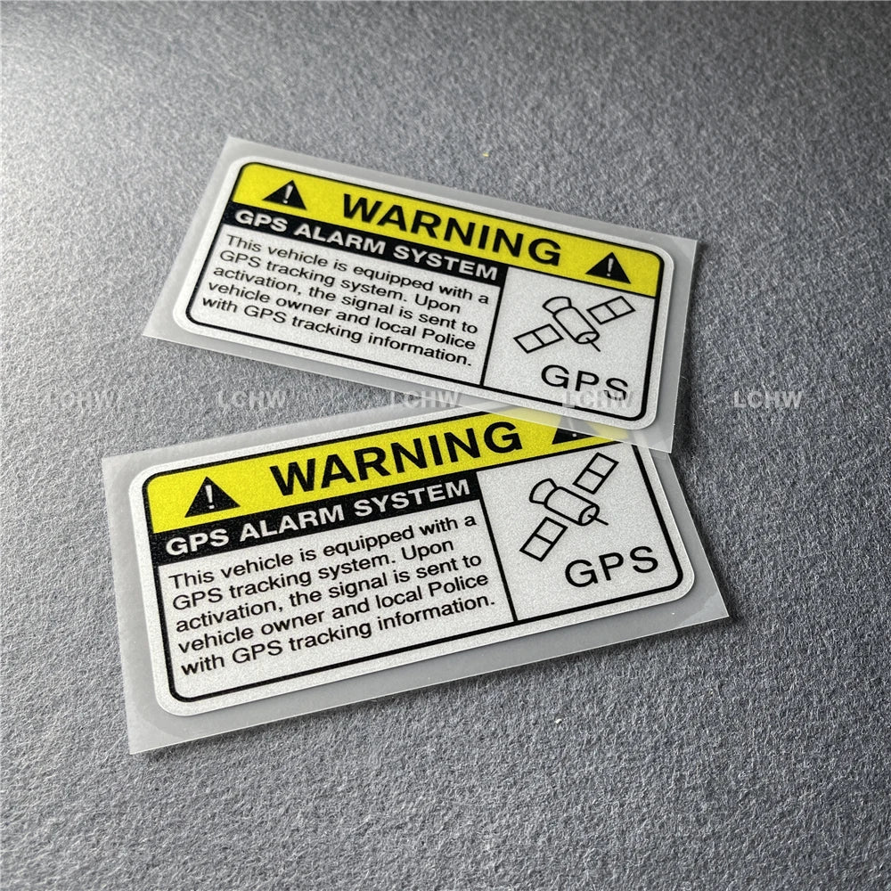 2x Car Stickers Warning GPS Tracking Decal Auto Anti-theft Alarm System Graphic Waterproof