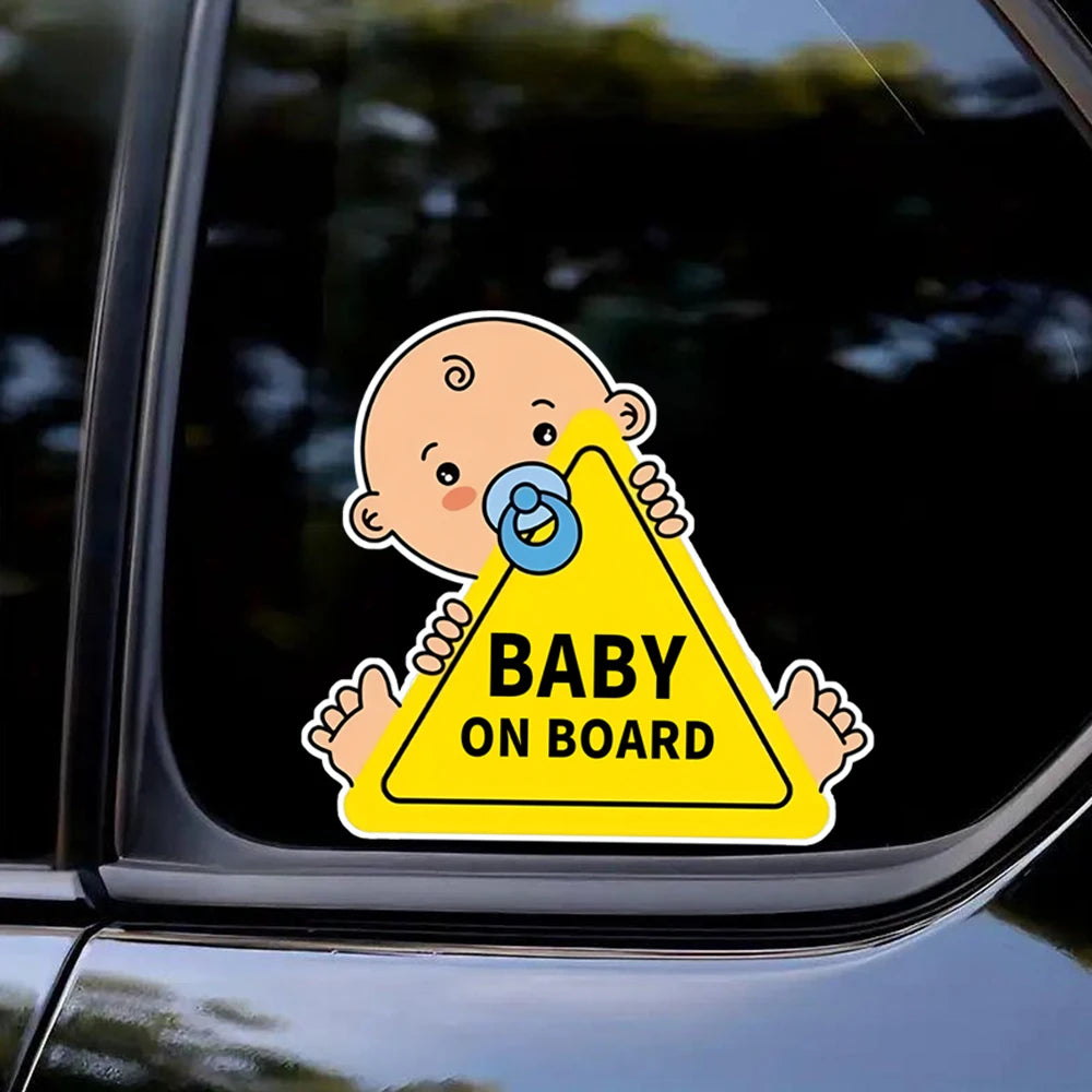 13x12cm Baby On Board Waterproof Vinyl Car Decals, for Windows, Bumper, Exterior Decorative Accessories Blocking Scratches