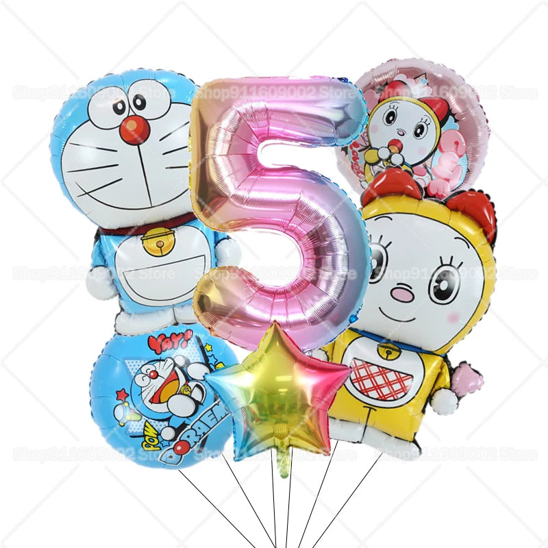 Doraemons Number 1-10 Balloons Girls Boys Birthday Decorations Baby Shower Gender Reveal Balloon Party Supplies Kids Toys Gift