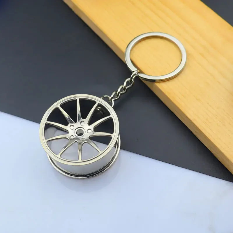 Metal Mini Car Auto Creative Wheel Keychain Parts Auto Enthusiast  Accessories KeyKeyring Ring Chain for Men Woman Lover Gift