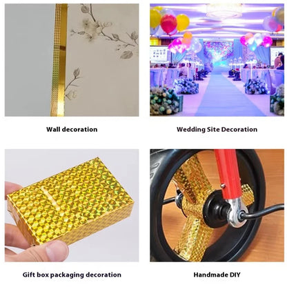 Holographic Laser Tape, Self-Adhesive Glittery Decorative Tape, Party Gift Packaging, DIY Hot Stamping Gold and Silver Stickers