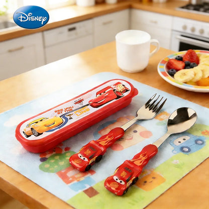 3PCS Disney Officially Licensed Cars Lightning McQueen Stainless Steel Fork Spoon Set Food-Grade Gift for Fans Festive Occasions