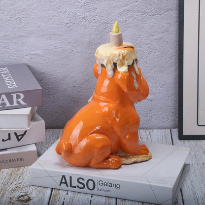 Balloon Dog Sculpture with IceCream Cone & Cake Design, Creative Bull Statue for Home Decor
