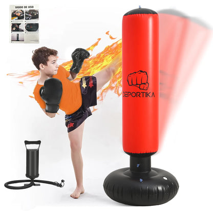 Inflatable Boxing Post, 63 Inch Stable Inflatable Boxing Bag, Vertical Sandbag Toy, Thickened Boxing Post