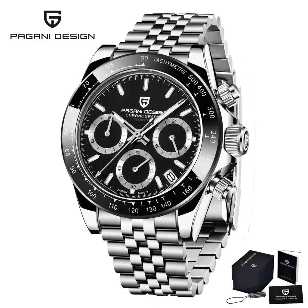PAGANI Design PD1644 Men Quartz Watches Top Brand Luxury Sports Sapphire Stainless Steel Waterproof Chronograph Reloj Hombre
