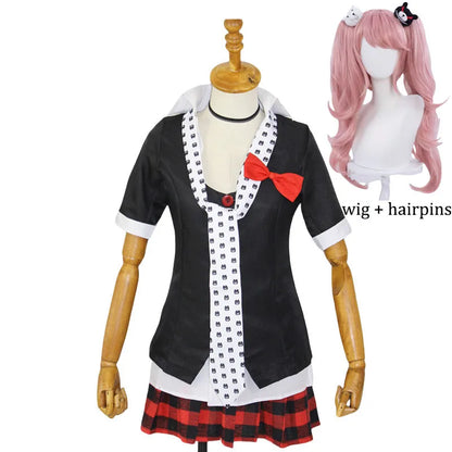 Junko Enoshima Cosplay Danganronpa Costume Anime Dangan Ronpa Cosplay School Uniforms Monokuma Hairpins Women Girl Outfit Suit