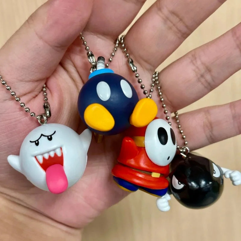 New Bandai Original Shokugan Super Mario Luigi Yoshi Toad Mini Anime Figure Keychain Collectible Charm Pendant Case Decor Gift