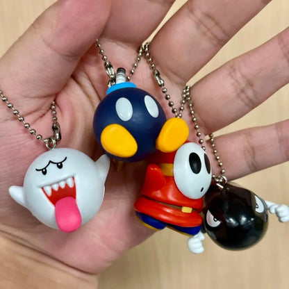 New Bandai Original Shokugan Super Mario Luigi Yoshi Toad Mini Anime Figure Keychain Collectible Charm Pendant Case Decor Gift