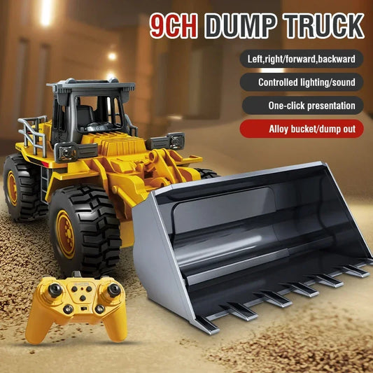 9Ch Rc Car 2.4G Remote Controlled Multi-Functional Dump Truck Bulldozer Excavator Engineering Vehicle Kids Toys for Boys Gifts