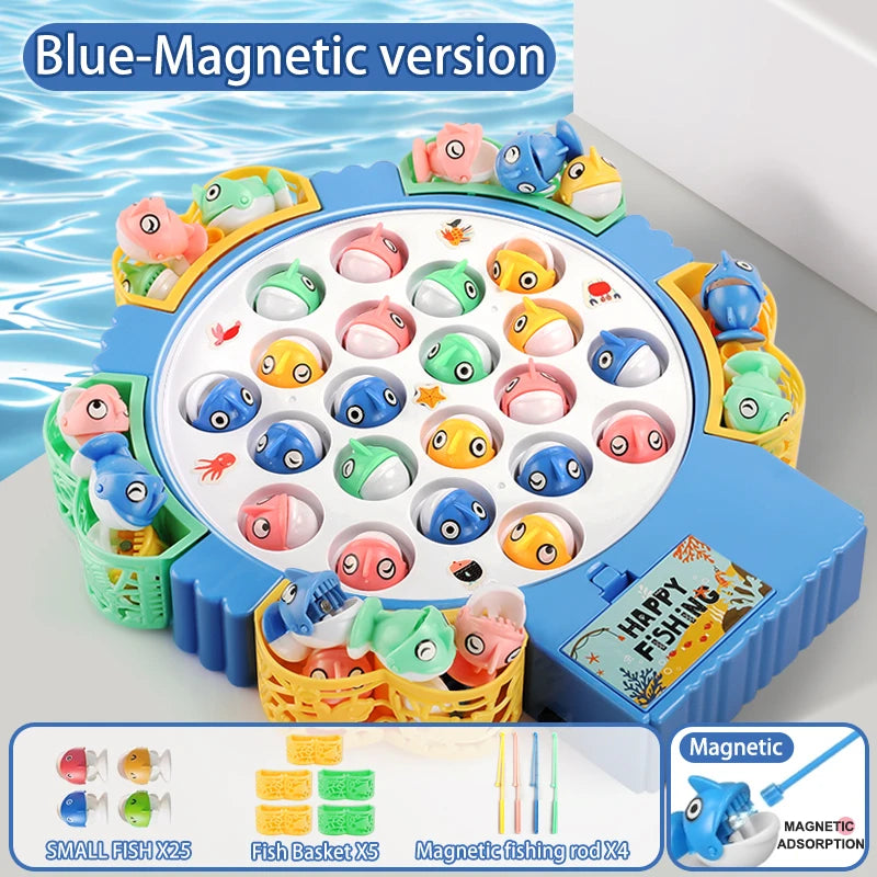 Magnetic Rotating Fishing Game Plate - Fishing Toy with Music to Develop Hand-Eye Coordination for kids Christmas Birthday Gifts