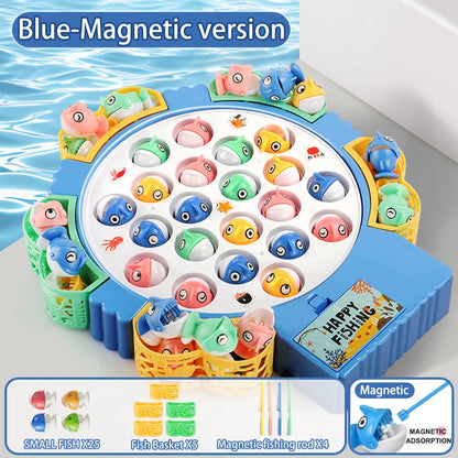 Magnetic Rotating Fishing Game Plate - Fishing Toy with Music to Develop Hand-Eye Coordination for kids Christmas Birthday Gifts