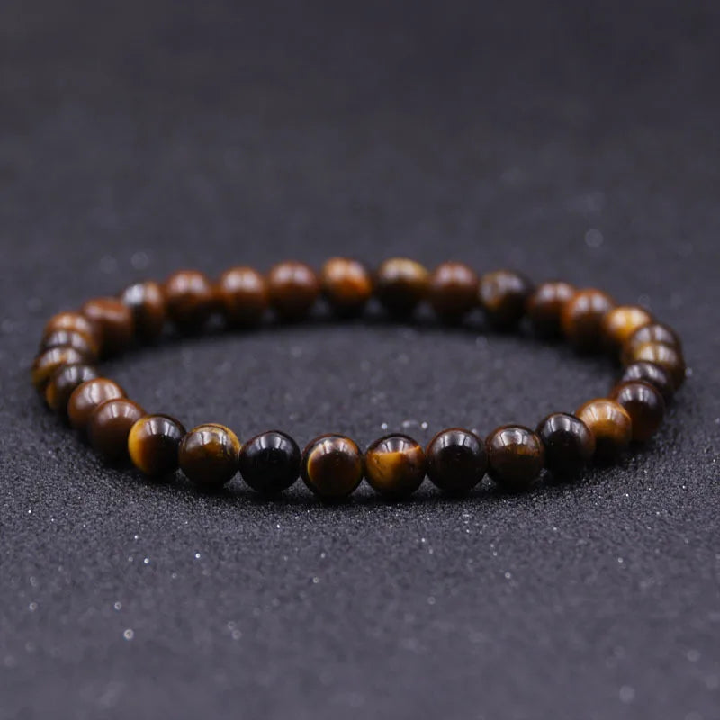New Cool Motorcycle Riding Beaded Bracelet Men Natural 4/6/8/10/12mm Smooth Tiger Eyes Stone Braslet Outdoor Cycling Accessories