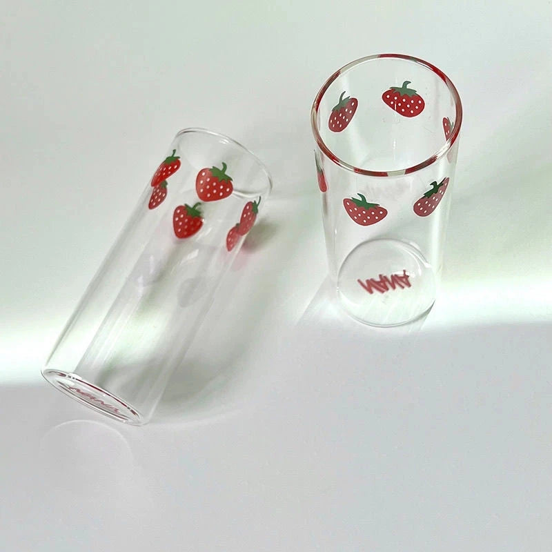 Anime NANA Oosaki Nana Cosplay Water Glass Cup Strawberry Print Heat-Resistant Milk Glasses Mug Tumbler Cups Accessories Props