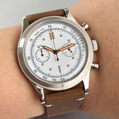 Rose Gold 38mm Tandorio Retro Men Watch Sport Watches Miyota OS20 Movement Chronograph Quartz Clock Black White Arched Glass