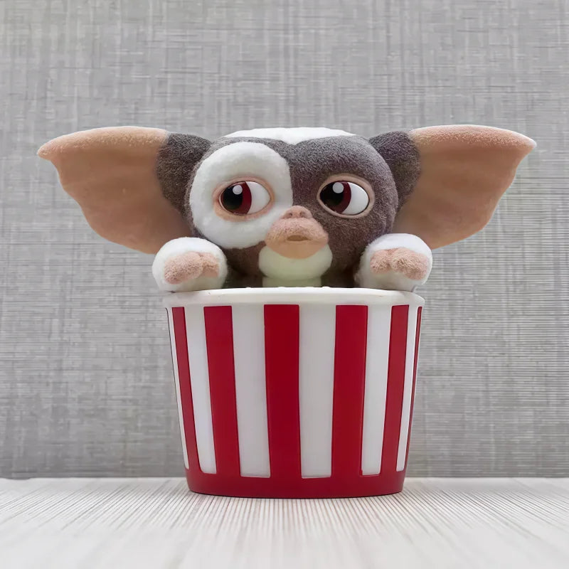 Bandai Genuine Gremlins Gizmo Flocked Mini Figure Capsule Gashapon Horror Movie Character Desktop Ornament Collection Toys Gifts