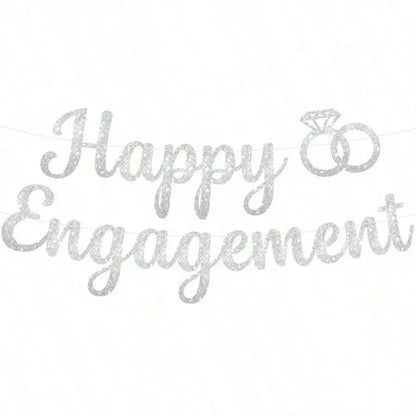 1set Happy Engagement Banner Bunting with Garland Party Decorations Bridal Wedding Engagement Party Supplies