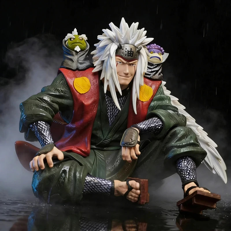 14cm Anime Naruto Figure Jiraiya Sage Mode Mount Myoboku Sitting Figure Double Head Sculpture Anime Model Toy Desktop Decor Gift