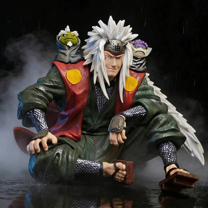 14cm Anime Naruto Figure Jiraiya Sage Mode Mount Myoboku Sitting Figure Double Head Sculpture Anime Model Toy Desktop Decor Gift