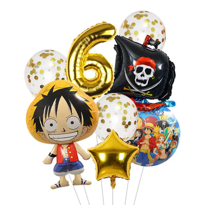 Anime One Piece Aluminum Film Balloons Luffy Shape Foil Balloon Boys Birthday Party Decoration Items