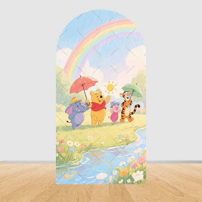 Winnie The Pooh Arch Backdrop Cover Elastic Fabric Newborn Baby Birthday Party Supplies Birthday Party Photo Studio Decoration