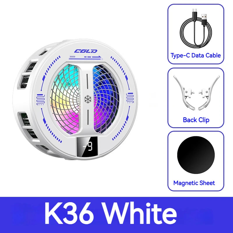 NEW Semiconductor Magnetic Clip Phone Cooler with Digital Display Temperature RGB Lights Compatible for Iphone Samsung Xiaomi