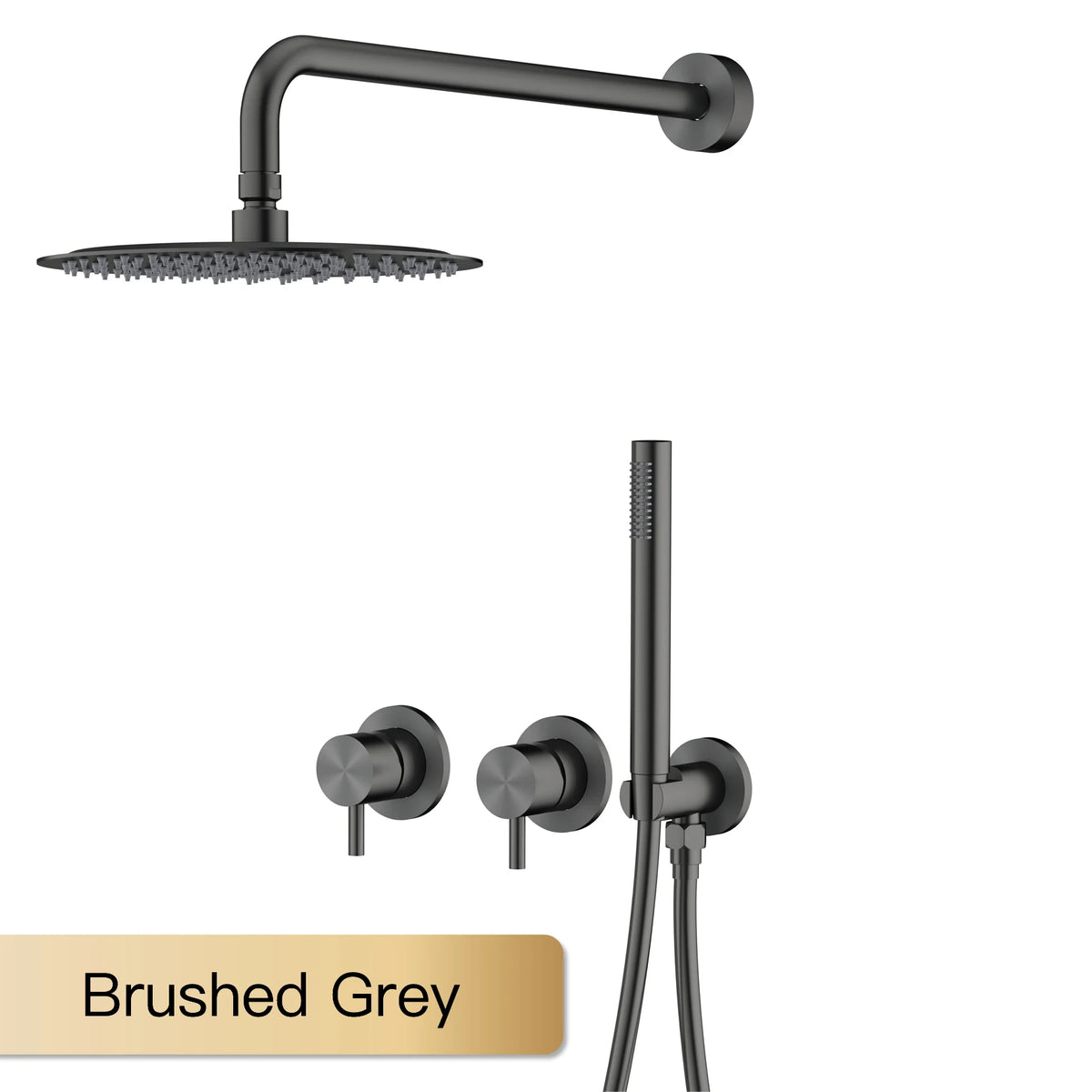 AITANA Minimalist Bathroom Brushed Nickel Shower System Wall-Mounted Modern Embedded Dual Function Rainfall And Handheld Brass