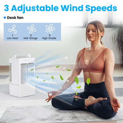 Small Electric Fan with Water and Ice Office Air Conditioning Fan Air-conditioning Fan Desktop USB Portable for Home Bedroom