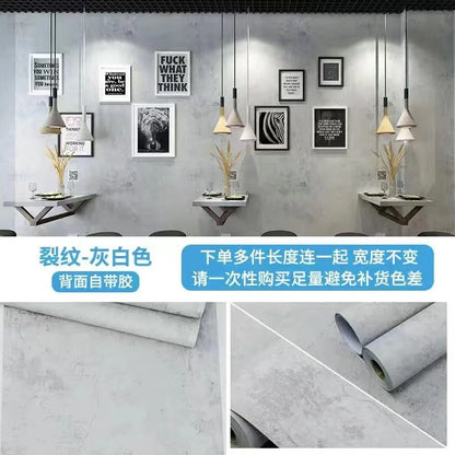 Vinyl Waterproof Self-Adhesive Wallpaper Vintage Cement Gray Wall Contact Paper,Store Bedroom Livingroom Renovation Stickers pvc
