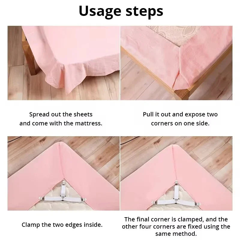 4Pcs/set Elastic Bed Sheet Grippers Three Head Clips Gripper Holder Suspender Bed Sheet Fasteners Home Textiles Organize Gadget