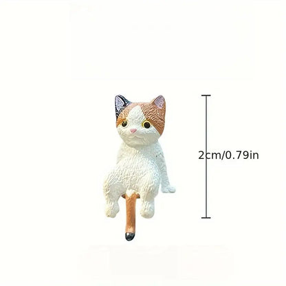 4 Cute Cat Car Dashboard Ornaments - Cartoon Mini Decorations, Suitable for Car Interior and Screen Display, Illuminates Every D