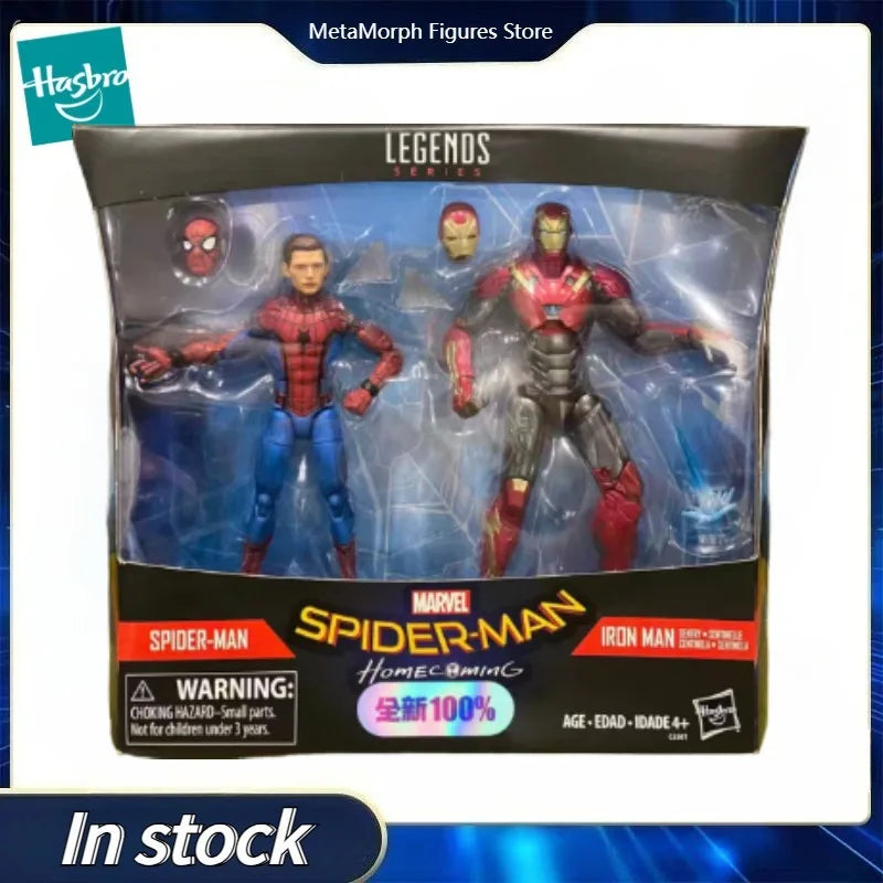 Original Hasbro Marvel Legends Series SPIDER-MAN & IRON MAN Anime Figure Collection Toy Model
