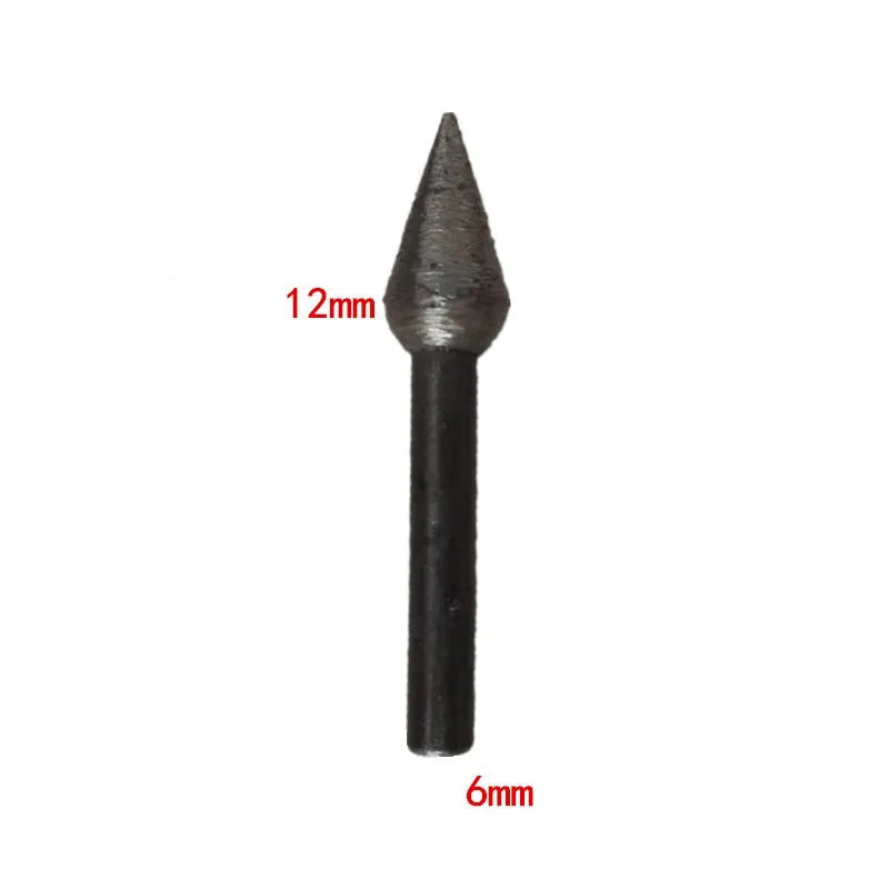 Sintered Diamond Mounted Point Stone Grinding Burs Drill Bit Head Engraving Accessories Set for Carving Lapidary Tool 6mm Shank