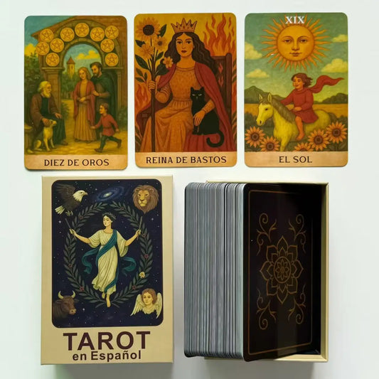 Spanish Tarot Deck, 78 Tarot Cards for Beginners with PDF Guidebook, Future Decision & Divination Game, 12x8cm，Card Games