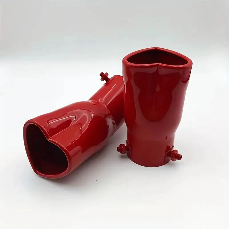 2.5-inch car heart-shaped style single outlet exhaust pipe stainless steel rear exhaust head muffler tailpipe exhaust pipe