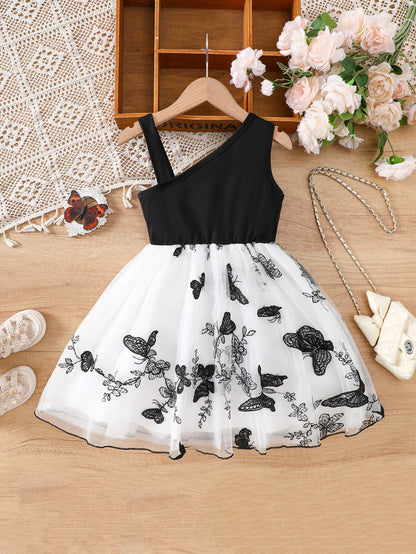 Summer Girl Dress Lace Butterfly Mesh Splicing Mesh Princess Dress For 1-8 Years Girls Party Daily Casua Costume