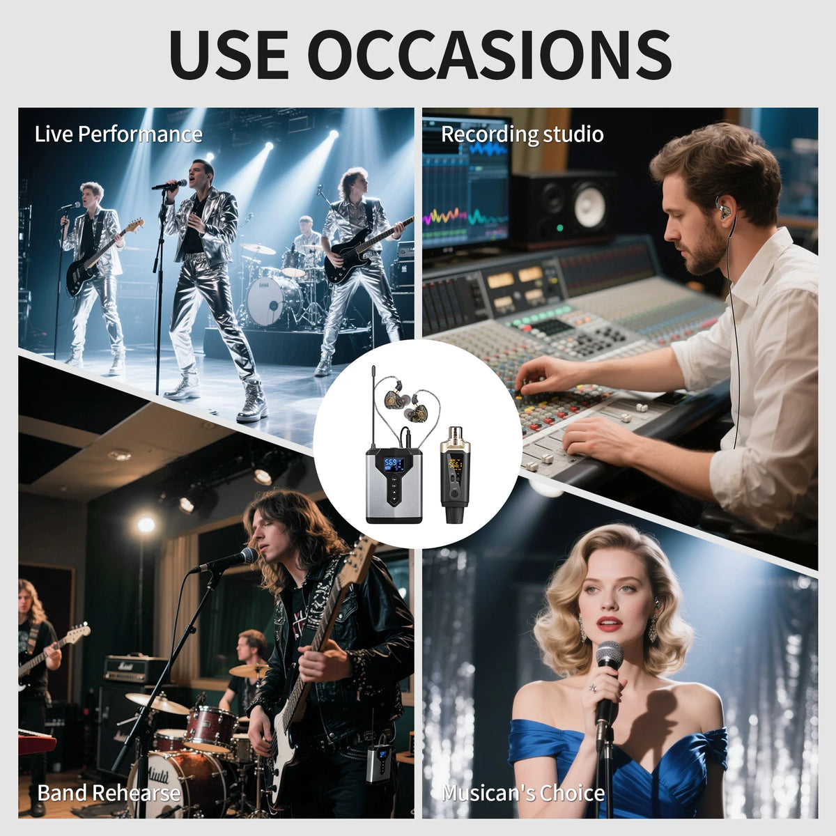 Stereo UHF in-ear monitoring wireless system DT1/2/4 transmitter and receiver of live music stage performance studio