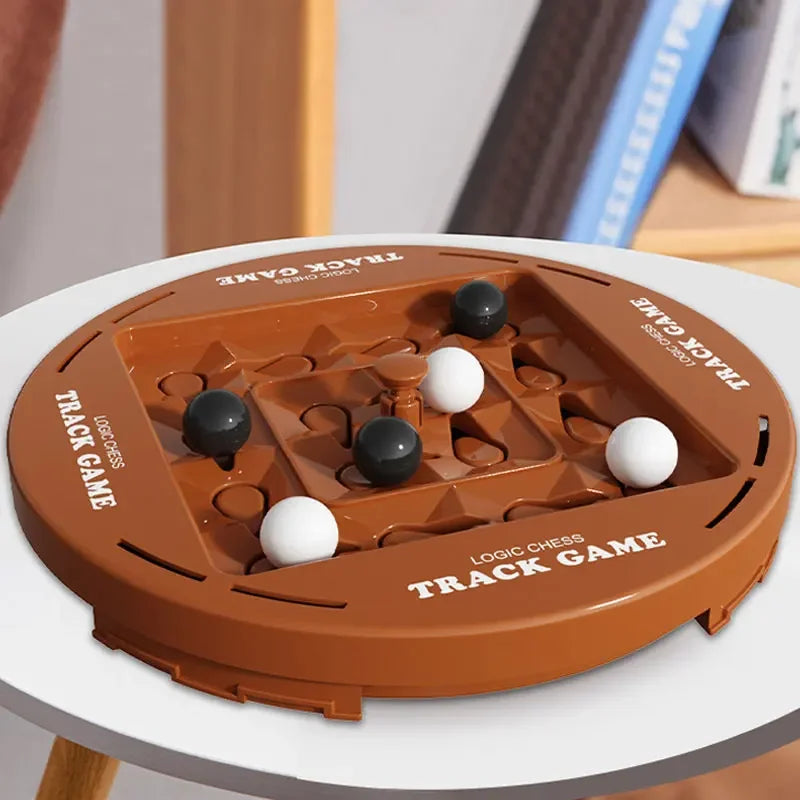 Dual Player Track Rotating Logic Chess Game Black White Four-in-a-Row Board Educational Strategy Tabletop Toy Track Game