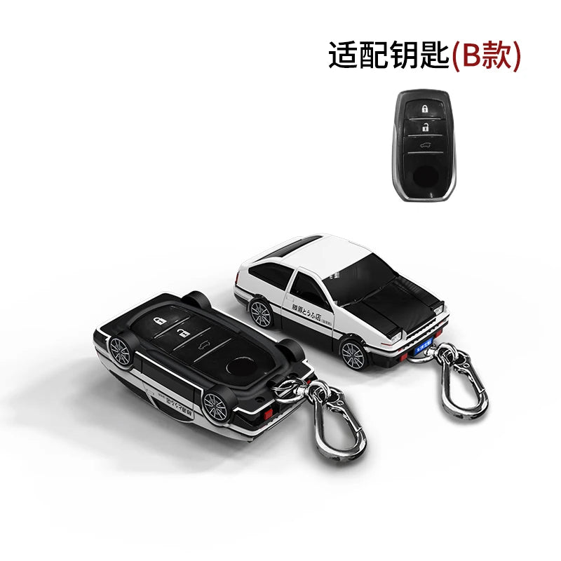 For Toyota AE86 Car Model Key Case for CHR Camry Corolla RAV4 Highlander 2 3 Button Remote Key Chain Cover Fob Holder Keychain