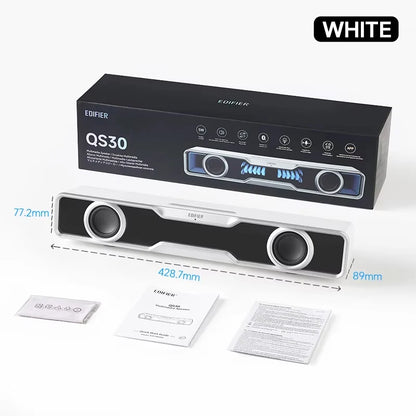 Edifier QS30 Computer Speakers Mini Soundbar USB Speakers Subwoofer Bluetooth 5.4 with Microphone RGB Lighting for PC Laptop
