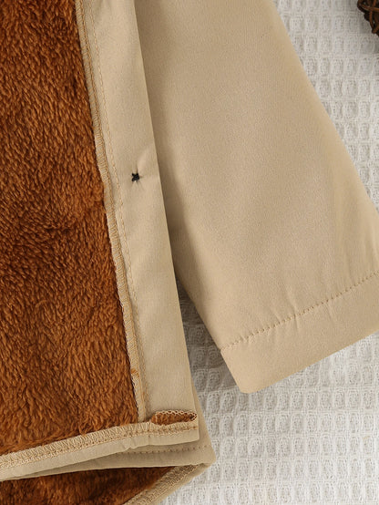 Autumn And Winter New Girls' Long Sleeved Solid Color Plus Plush Thick Jacket Fashionable Casual Hooded Jacket