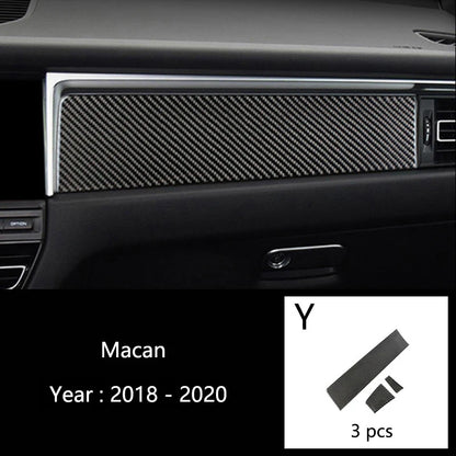 Car Styling For Porsche macan 2014-20 Carbon fiber Center Console Air outlet Dashboard Covers Stickers Interior Auto Accessories