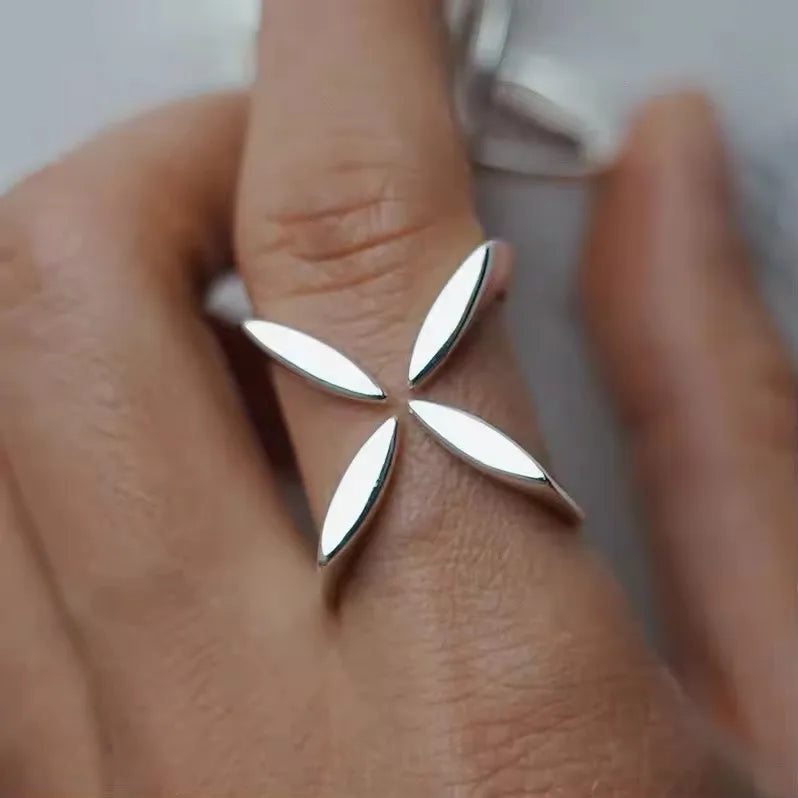 VENTFILLE 925 Sterling Silver Rings INS Fashion Hip Hop Vintage Couples Hollow Lines Punk Thai Silver Party Adjustable  Jewelry