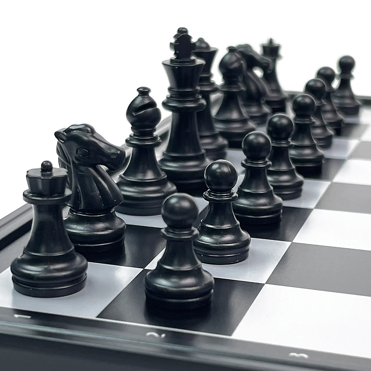 2 in 1 Foldable Magnetic Chess and Checkers Board Game Portable Plastic Chessboard Tabletop Travel Outdoor Game Set
