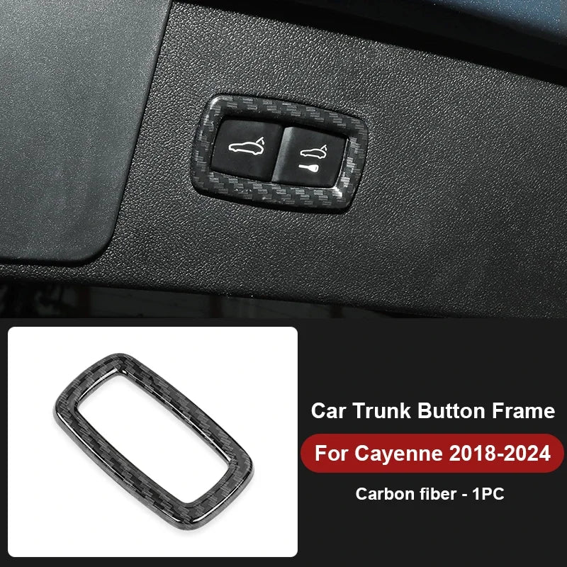 Car Trunk Switch Button Trim Frame Sticker For Porsche Cayenne Macan Panamera 2013 2014-2016 2018 2019 2020 2021 2022 2023 2024